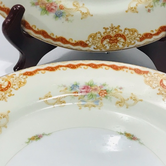 Set of 4 Vintage Hinode Noritake Diner Plates Tan and Flowers Discontinued 10” - Picture 2 of 7